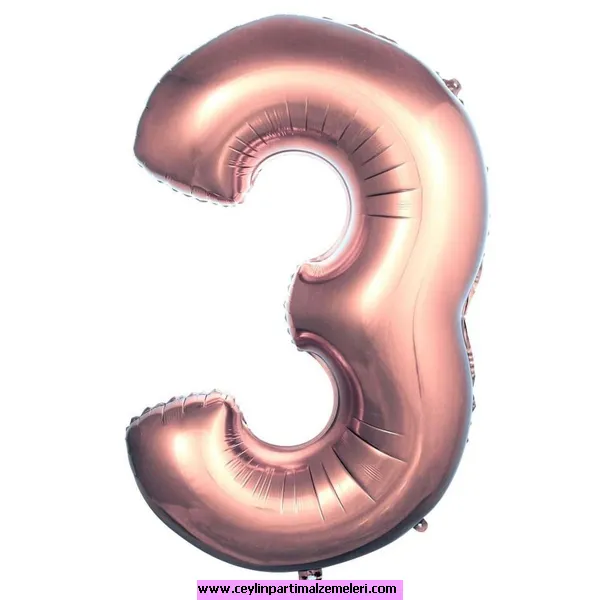 3 Rakam Rose Folyo Balon